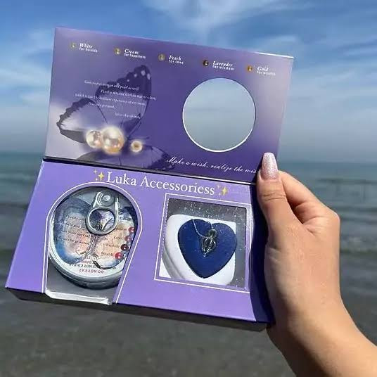 گردنبند مروارید عشق صدف کنسروی با زنجیر استیل