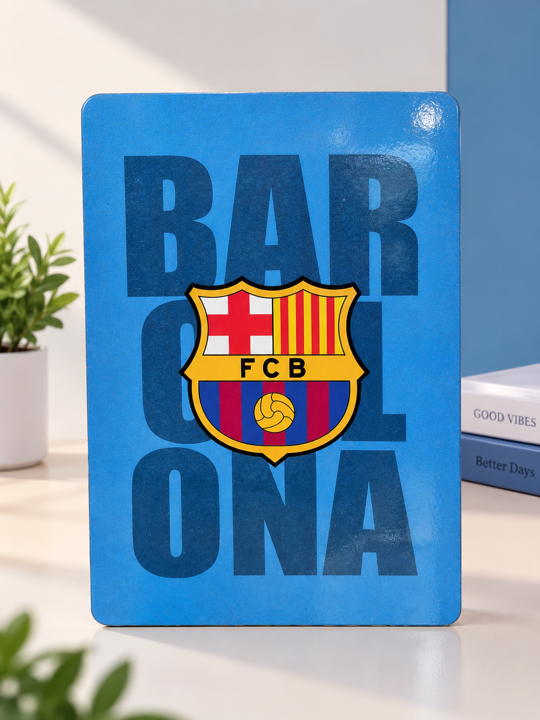 تابلو چوبی دکوراتیو بارسلونا طرح FCB | تابلو دیواری فوتبال و هواداری | مرسانا گالری